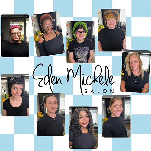 Team of stylists at Eden Michele Salon, smiling in individual portraits.